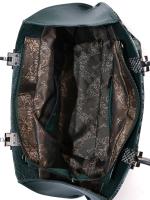 Серебристо-Зеленая Женская Сумка из Натуральной Кожи с Абстрактным Узором