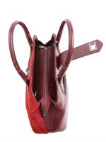 Женская сумка из натуральной кожи с узорными замшевыми деталями - Бордовая