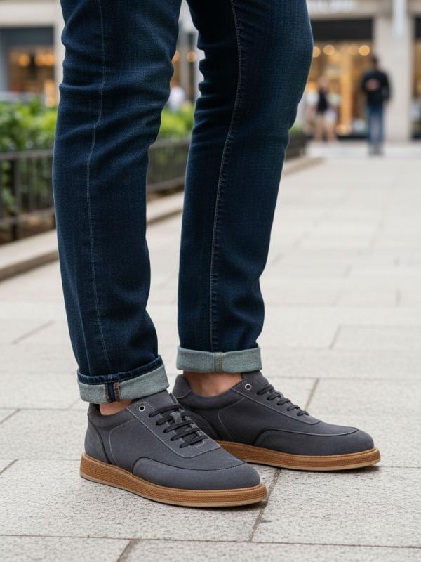Natural Leather Suede Casual Men's Shoe Sneaker