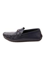 Men's Loafers with Crocodile Pattern and Metal Accessory