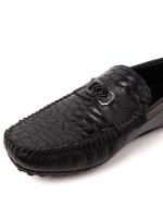 Men's Loafers with Crocodile Pattern and Metal Accessory