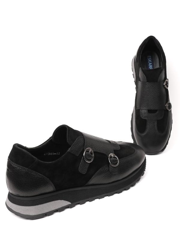 Black Leather Double Monk Strap Sneaker
