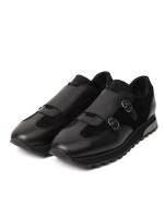 Black Leather Double Monk Strap Sneaker