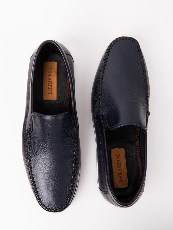 Men's Navy Blue Genuine Leather Moccasins – Modern Sport Sole