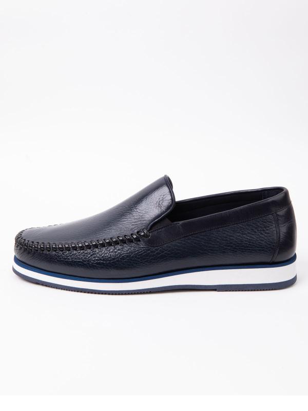 Men's Navy Blue Genuine Leather Moccasins – Modern Sport Sole