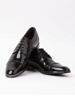 Crocodile Pattern and Laser Cut Natural Leather Patent Classic Men's Shoes