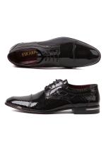 Crocodile Pattern and Laser Cut Natural Leather Patent Classic Men's Shoes