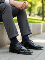 Crocodile Pattern and Laser Cut Natural Leather Patent Classic Men's Shoes