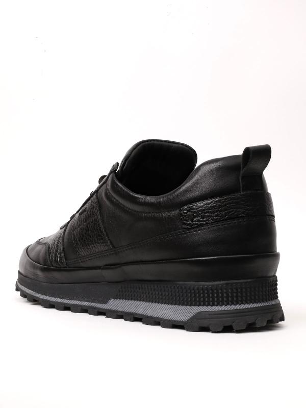 Eskarpini "Dynamic" Black Genuine Leather Sneaker