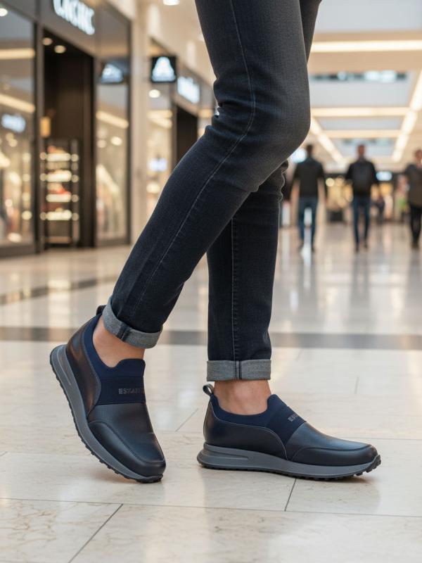 Indigo Suede and Leather Detailed Men's Sneaker