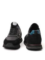 Black Men's Sneakers with Natural Leather and Suede Combination