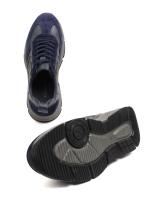 Men's Genuine Leather Casual Sneakers - Navy Blue
