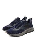 Men's Genuine Leather Casual Sneakers - Navy Blue