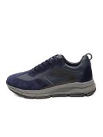 Men's Genuine Leather Casual Sneakers - Navy Blue