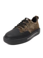 Eskarpini "Urban Style" Men's Genuine Leather Sneakers - Khaki and Black