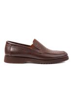 Eskarpini Natural Leather Men's Loafer – Brown with Geometric Pattern