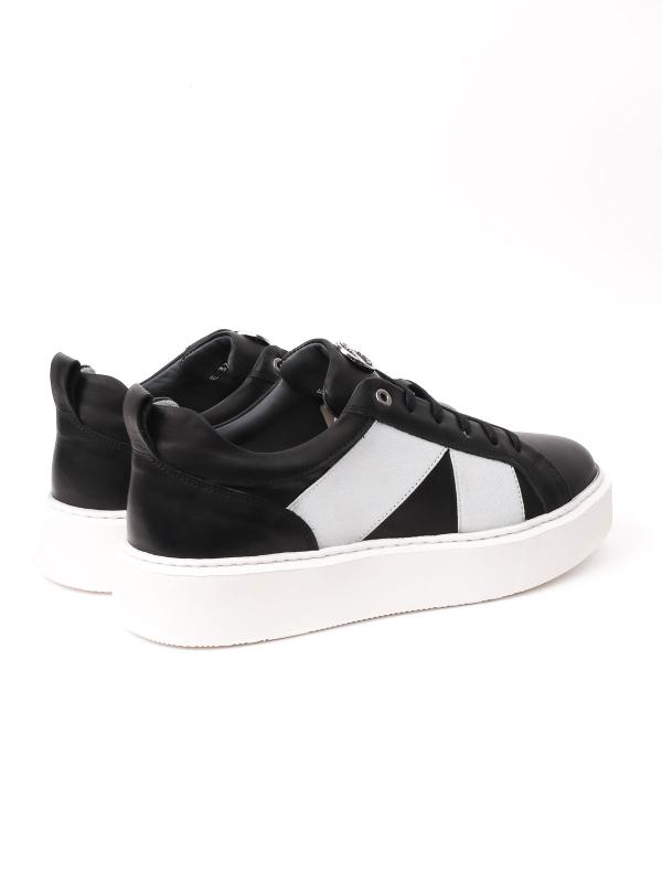 Men's Genuine Leather Daily Sneaker – Contrast White Stripe Model