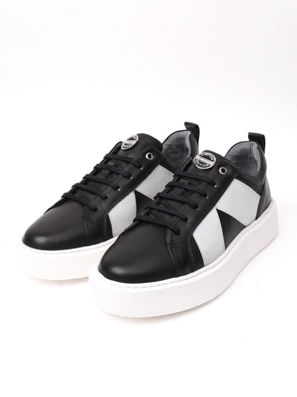 Men's Genuine Leather Daily Sneaker – Contrast White Stripe Model