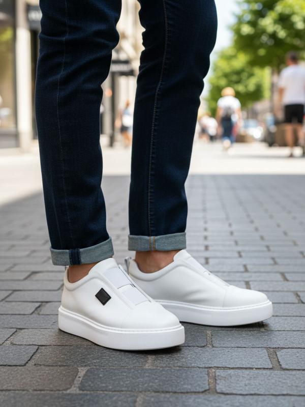 Men's Genuine Leather Slip-On Sneaker - Eskarpini "Urban" Model