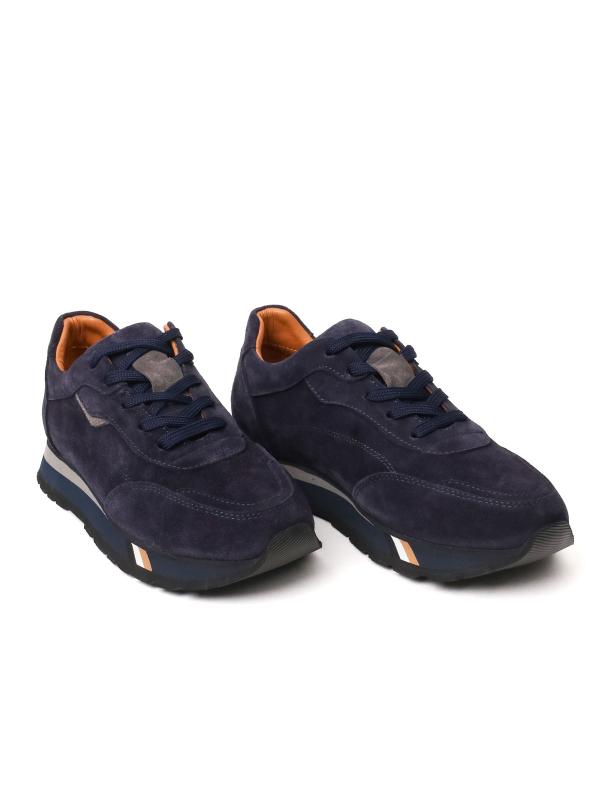 Natural Nubuck Leather Dark Blue Men's Sneaker