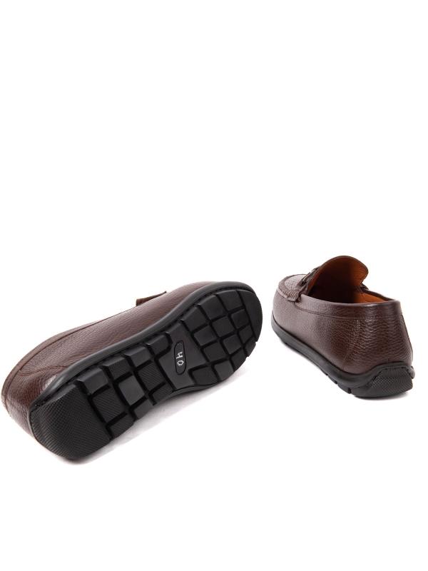 Dark Brown Genuine Leather Patterned Men's Loafer