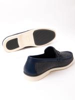 Blue Men's Loafers with Genuine Leather Details