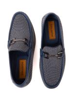 Blue Men's Loafers with Genuine Leather Details