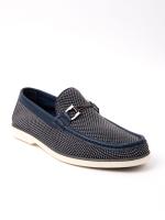 Blue Men's Loafers with Genuine Leather Details
