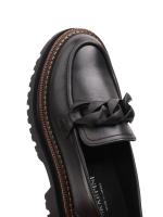Black Genuine Leather Chain Detailed Chunky Sole Women's Loafer