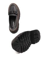 Black Genuine Leather Chain Detailed Chunky Sole Women's Loafer