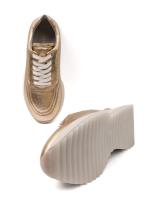 Gold Premium Genuine Leather Platform Women's Sneakers