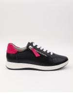 Genuine Leather Black Women's Sneaker – Pink Detailed