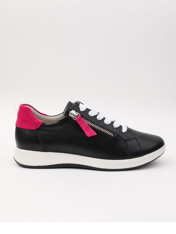 Genuine Leather Black Women's Sneaker – Pink Detailed