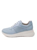 Sky Breeze – Light Blue Perforated Genuine Leather Women's Sneaker