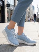 Sky Breeze – Light Blue Perforated Genuine Leather Women's Sneaker