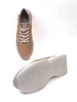 Beige and Gold Detailed Genuine Leather Women's Sneakers