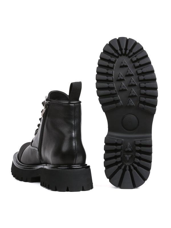 Natural Leather Black Lace-Up Women’s Boots