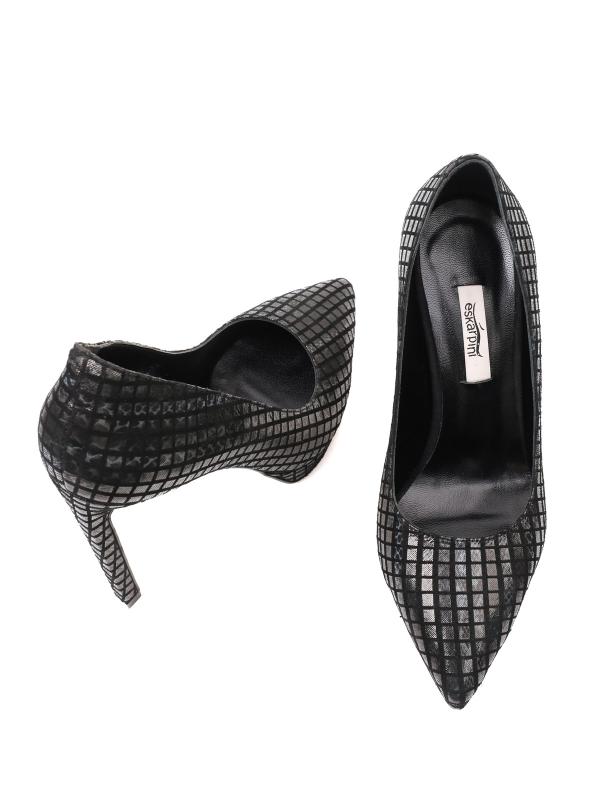 Checker Pattern Genuine Leather Stiletto – 12 cm