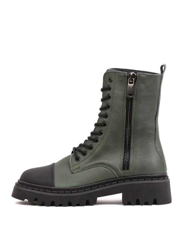 Zeytin Yeşili Hakiki Deri Kadın Botu