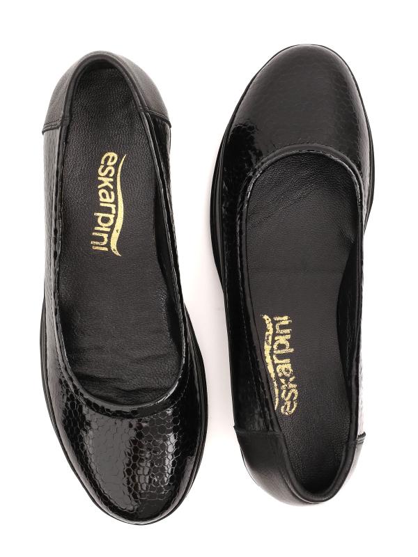 Women's Black Patent Genuine Leather Reptile Print Platform Shoes