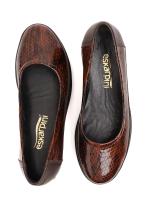 Women's Brown Patent Genuine Leather Reptile Print Platform Shoes
