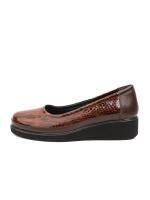 Women's Brown Patent Genuine Leather Reptile Print Platform Shoes