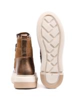 Kahve Süet ve Metalik Işıltılı Hakiki Deri Yarım Bot