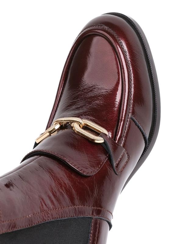Chain Accessory Burgundy Natural Leather Women’s Boots