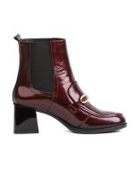 Chain Accessory Burgundy Natural Leather Women’s Boots