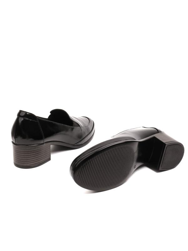 Genuine Patent Leather Block Heel Women's Shoes