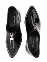 Black Patent Natural Leather – Front Zipper Pointed Toe Women's Shoe