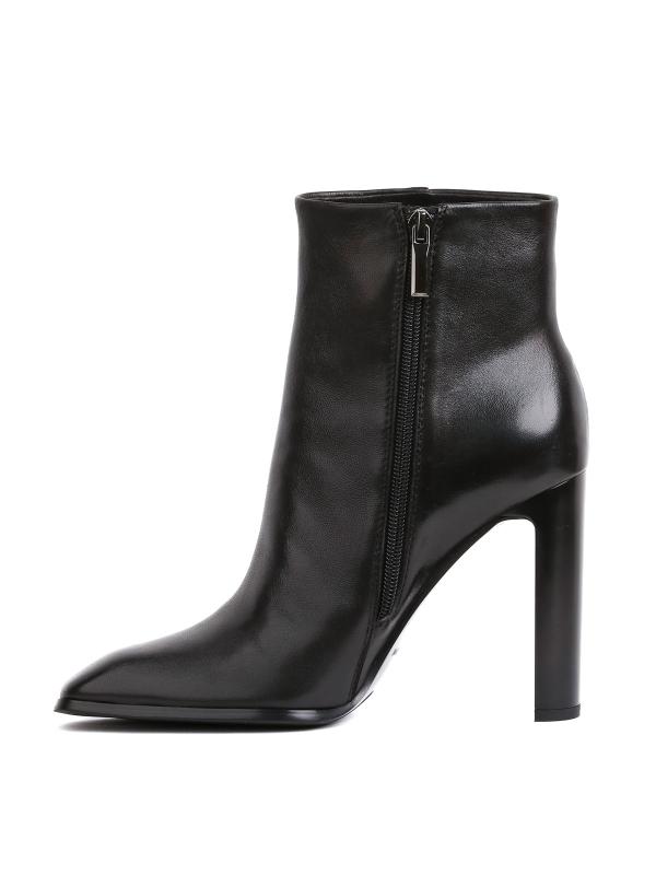 Genuine Leather Block Heel Black Women's Boots