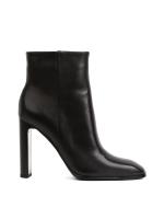 Genuine Leather Block Heel Black Women's Boots