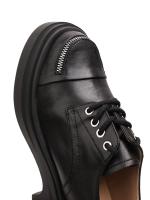 Women's Genuine Leather Chunky Sole Shoes with Toe Zipper Detail